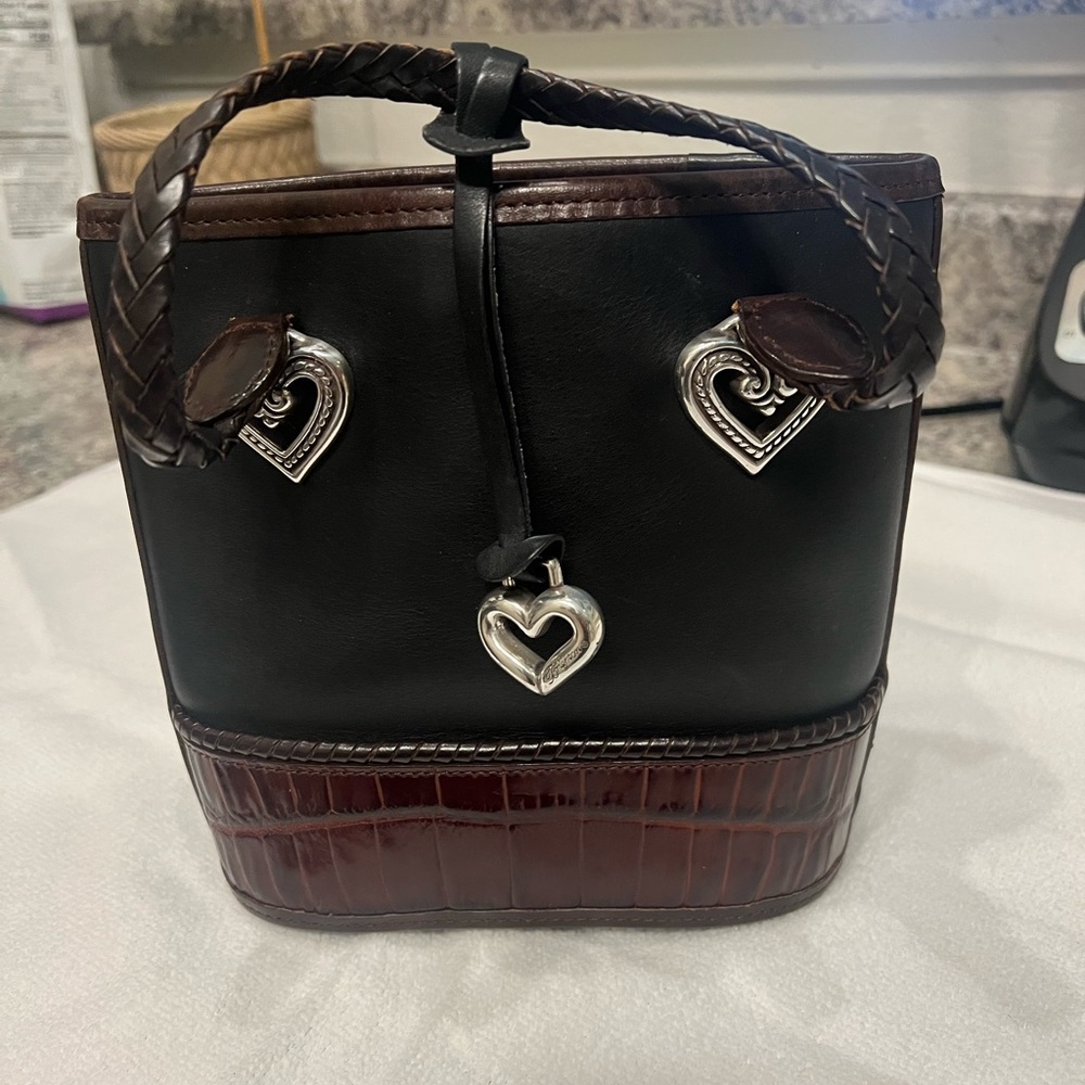 EUC Brighton Black and Brown Bag with Heart Accents